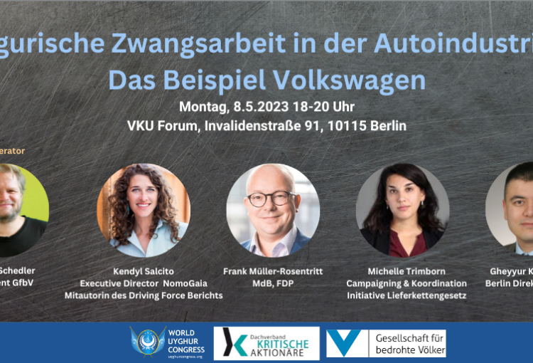 Podiumsdiskussion – Uigurische Zwangsarbeit in der Autoindustrie: Das Beispiel VW